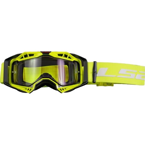 Crossbril LS2 Aura Enduro Series geel met helder lens &amp; Pinlock 70 MaxVision
