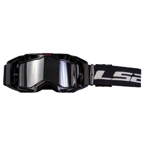 Crossbril LS2 Aura PRO zwart met helder lens &amp; Pinlock 70 MaxVision + Spiegel lens + Laminated tear off kit