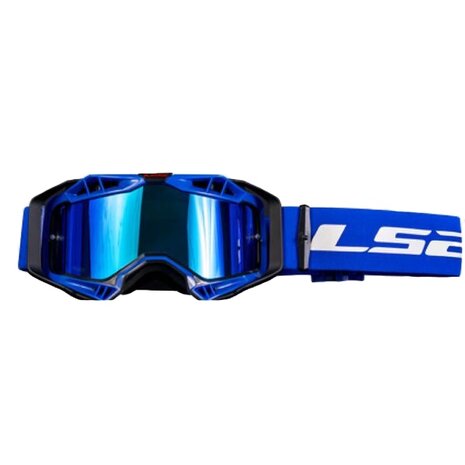 Crossbril LS2 Aura PRO blauw met helder lens &amp; Pinlock 70 MaxVision + Spiegel lens + Laminated tear off kit