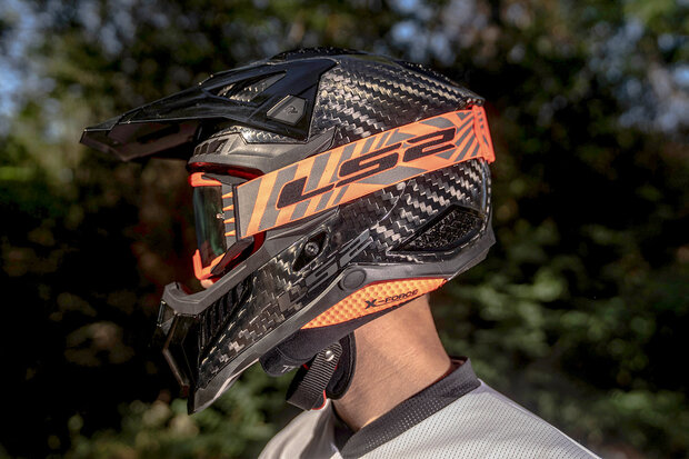 Crossbril LS2 Aura PRO oranje met helder lens &amp; Pinlock 70 MaxVision + Spiegel lens + Laminated tear off kit