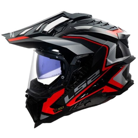 LS2 MX701 Explorer Carbon Adventure helm Frontier II rood