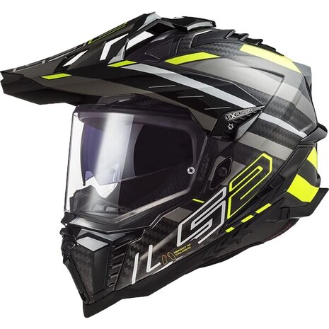LS2 MX701 Explorer Carbon Adventure helm Edge zwart geel