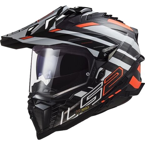 LS2 MX701 Explorer Carbon Adventure helm Edge zwart oranje