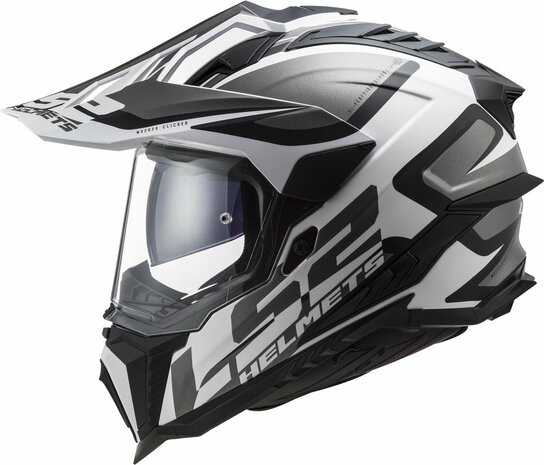 LS2 MX701 Explorer Adventure helm Alter mat zwart wit