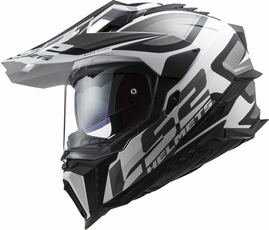 LS2 MX701 Explorer Adventure helm Alter mat zwart wit