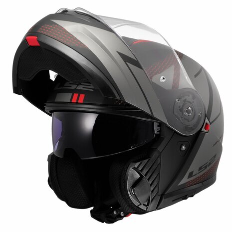 LS2 FF908 Strobe II systeemhelm Code zwart grijs