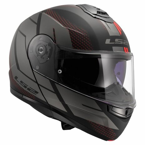 LS2 FF908 Strobe II systeemhelm Code zwart grijs