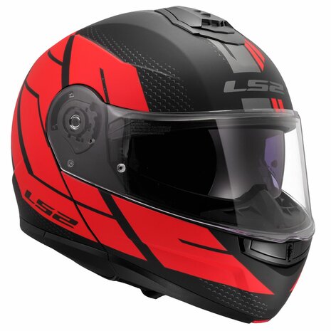 LS2 FF908 Strobe II systeemhelm Code zwart rood