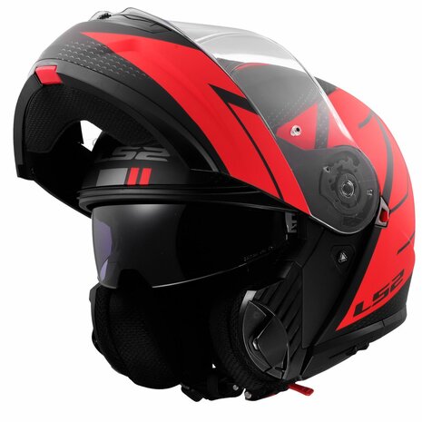 LS2 FF908 Strobe II systeemhelm Code zwart rood