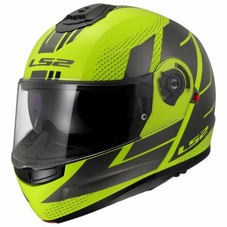 LS2 FF908 Strobe II systeemhelm Code fluor geel grijs