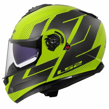 LS2 FF908 Strobe II systeemhelm Code fluor geel grijs