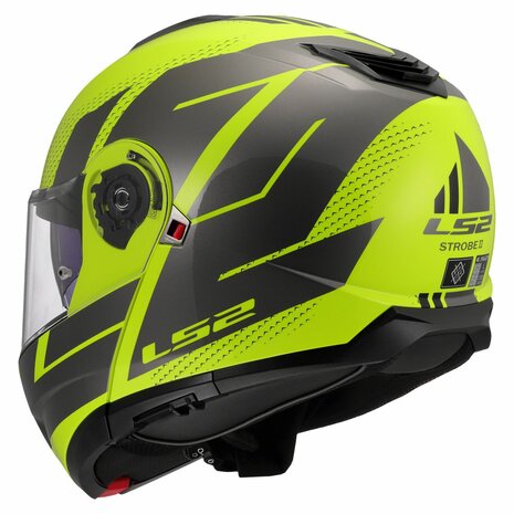 LS2 FF908 Strobe II systeemhelm Code fluor geel grijs