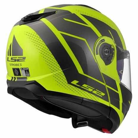 LS2 FF908 Strobe II systeemhelm Code fluor geel grijs