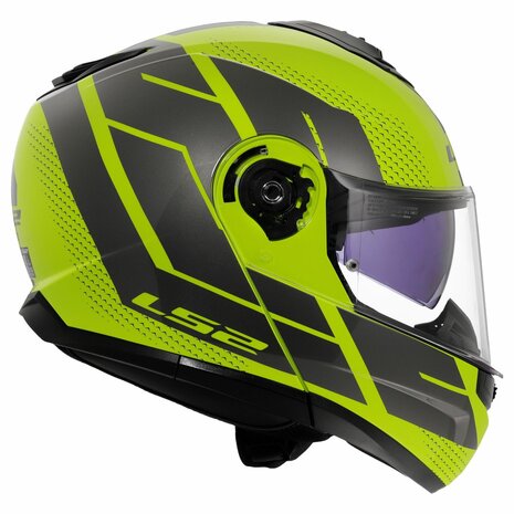 LS2 FF908 Strobe II systeemhelm Code fluor geel grijs