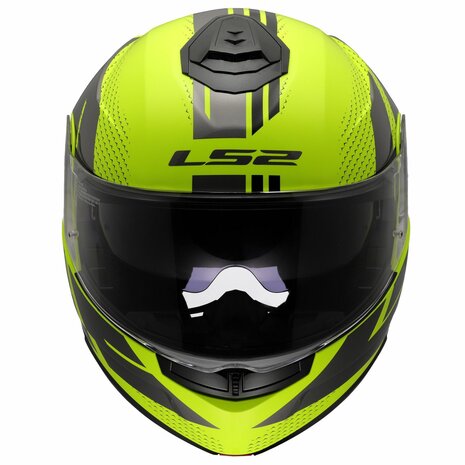 LS2 FF908 Strobe II systeemhelm Code fluor geel grijs