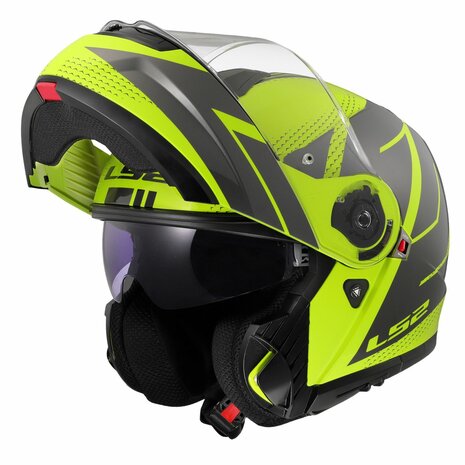 LS2 FF908 Strobe II systeemhelm Code fluor geel grijs