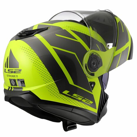LS2 FF908 Strobe II systeemhelm Code fluor geel grijs