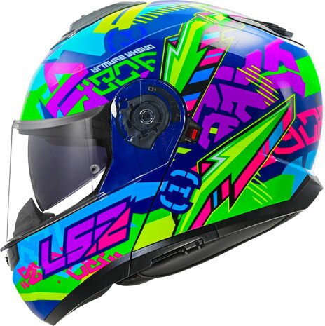 LS2 FF908 Strobe II systeemhelm Svent blauw groen