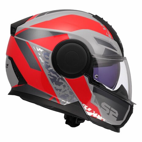LS2 FF902 Scope II systeemhelm Oxyd grijs rood