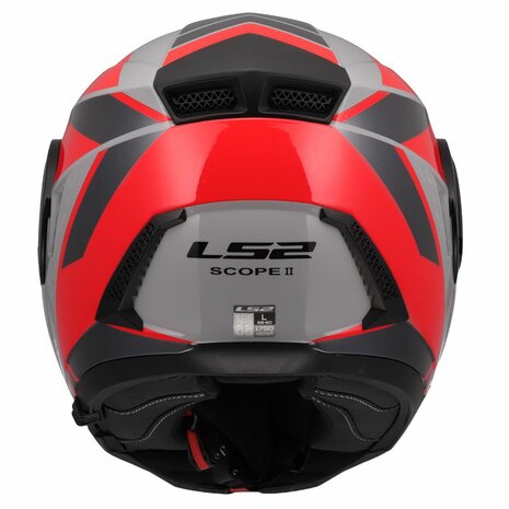 LS2 FF902 Scope II systeemhelm Oxyd grijs rood