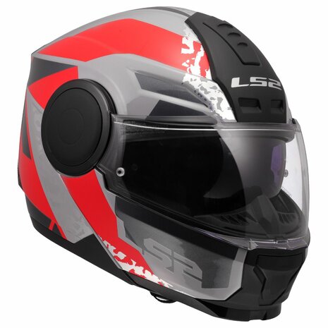 LS2 FF902 Scope II systeemhelm Oxyd grijs rood