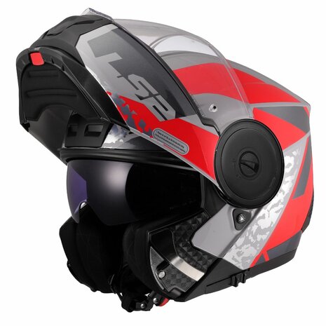 LS2 FF902 Scope II systeemhelm Oxyd grijs rood