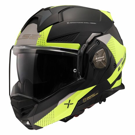 LS2 FF901 Advant X systeemhelm Oblivion mat zwart geel
