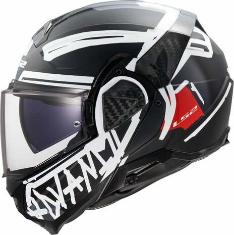 LS2 FF910 Advant II systeemhelm Tape zwart wit