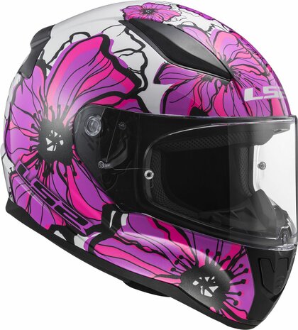 LS2 FF353 Rapid II integraalhelm Poppies roze