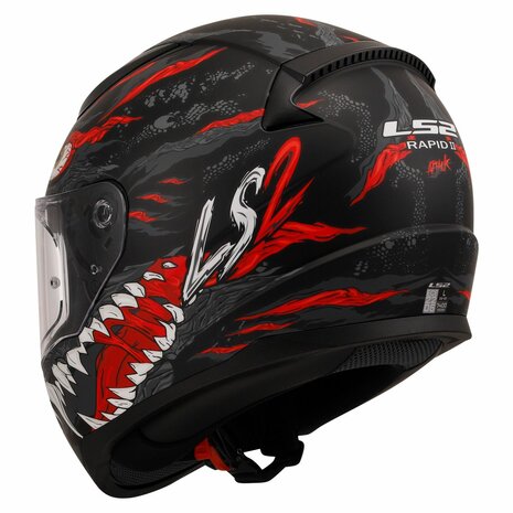 LS2 FF353 Rapid II integraalhelm Kaiju mat zwart rood wit - Maat XXXL
