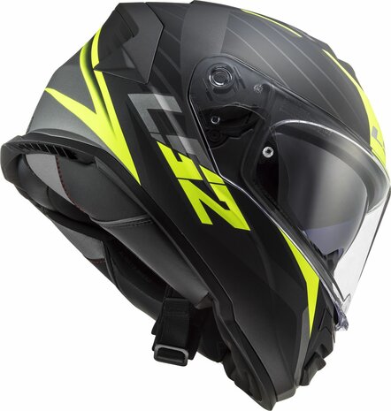 LS2 FF800 Storm II integraalhelm Nerve mat zwart geel