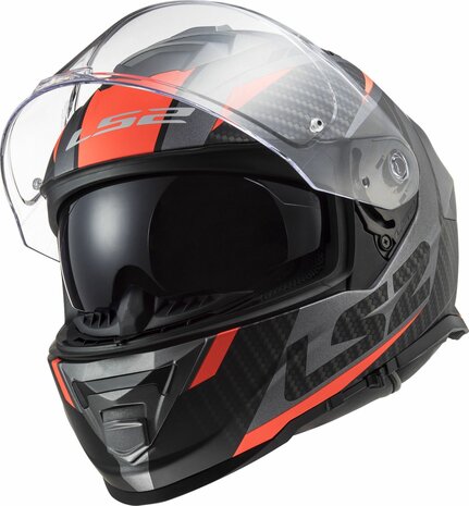 LS2 FF800 Storm II integraalhelm Racer mat titanium oranje