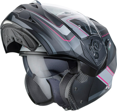 Caberg Systeemhelm Duke II Tour mat zwart roze Motorhelm