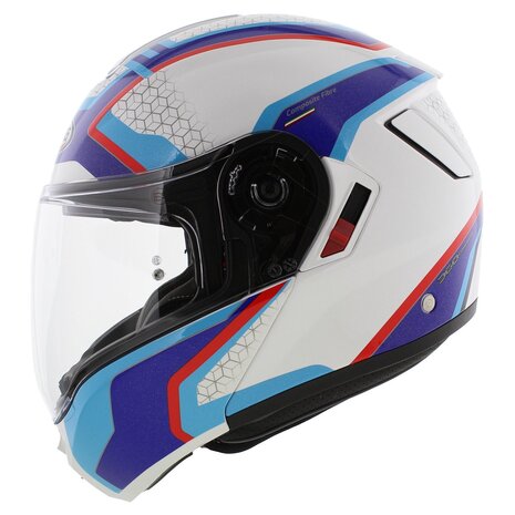 Caberg Systeemhelm Levo Sonar glans wit blauw rood motorhelm - maat S