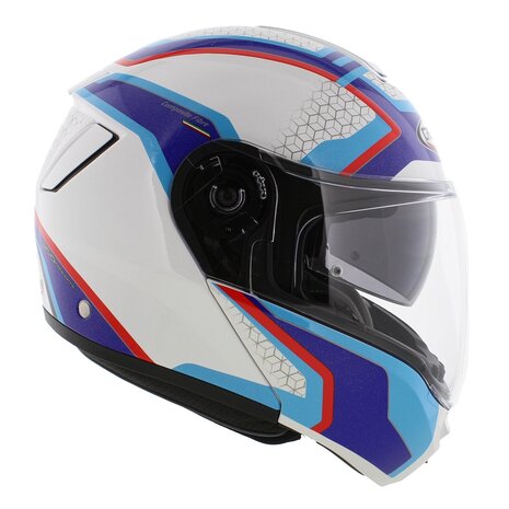 Caberg Systeemhelm Levo Sonar glans wit blauw rood motorhelm - maat S
