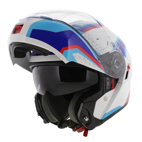 Caberg Systeemhelm Levo Sonar glans wit blauw rood motorhelm - maat S