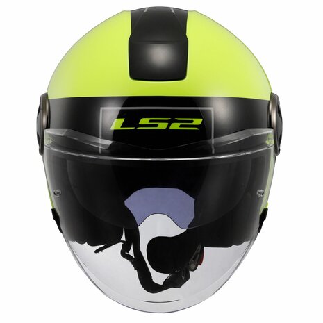 LS2 OF620 Classy jethelm Classic glans zwart fluor geel