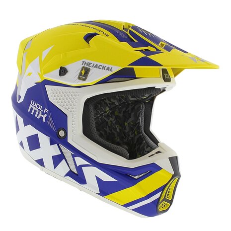 Axxis Wolf crosshelm Jackal mat geel blauw - Maat L