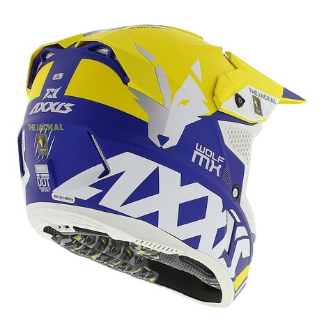 Axxis Wolf crosshelm Jackal mat geel blauw - Maat L
