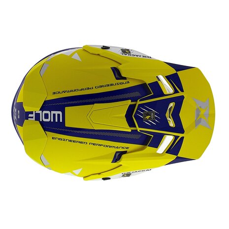 Axxis Wolf crosshelm Jackal mat geel blauw - Maat L