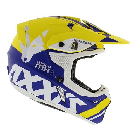 Axxis Wolf crosshelm Jackal mat geel blauw - Maat L