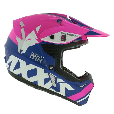 Axxis Wolf crosshelm Jackal mat roze blauw