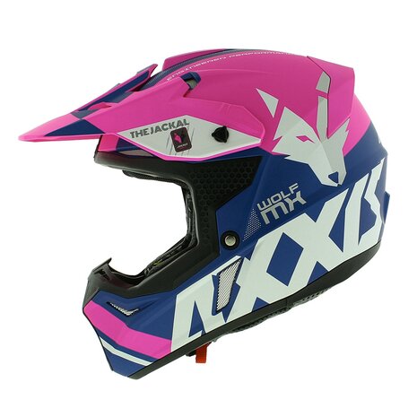 Axxis Wolf crosshelm Jackal mat roze blauw