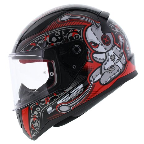 Kinderhelm LS2 FF353 Rapid mini Voodoo glans zwart rood - Kinder S
