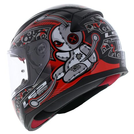 Kinderhelm LS2 FF353 Rapid mini Voodoo glans zwart rood - Kinder S