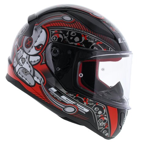 Kinderhelm LS2 FF353 Rapid mini Voodoo glans zwart rood - Kinder S