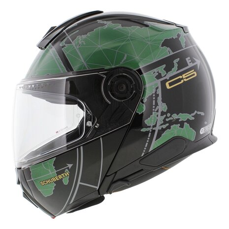 Schuberth C5 Systeemhelm Globe glans zwart groen