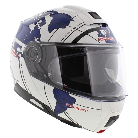 Schuberth C5 Systeemhelm Globe glans wit blauw