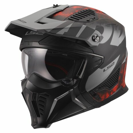 LS2 OF606 Drifter helm Gas grijs rood