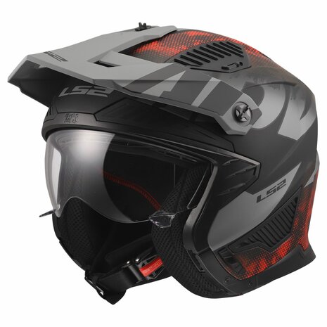 LS2 OF606 Drifter helm Gas grijs rood